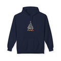 Piano Keys Christmas Tree Navy Blue Hoodie - Unisex Cozy Fleece Pullover for Music Lovers