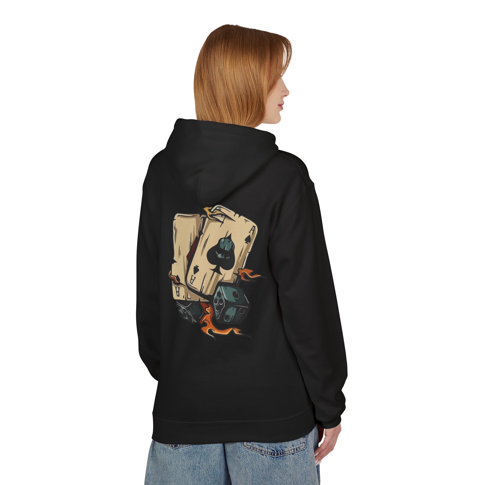 Flame Skull Graphic Hoodie-Unisex Premium Fleece