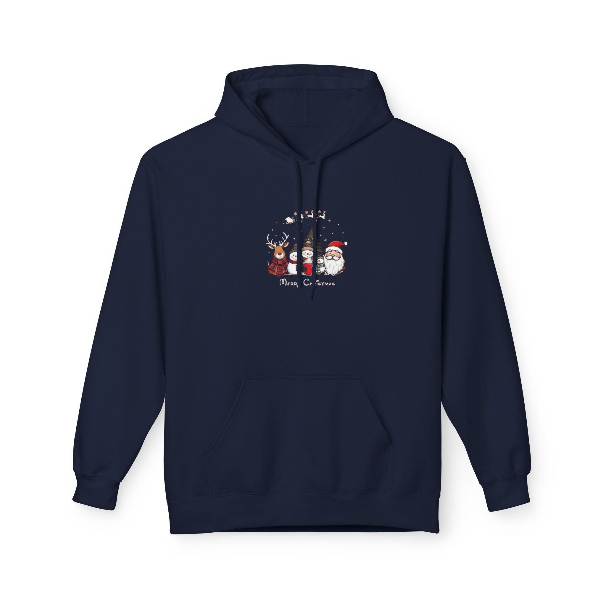 Jolly Christmas Gang Hoodie - Santa, Deer & Snowman Merry Christmas Unisex Pullover