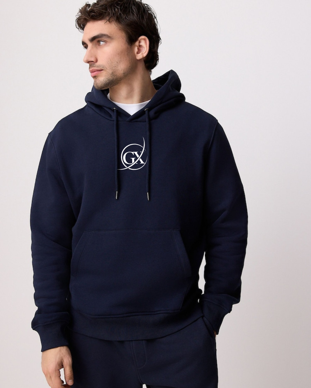 GX Special Signature Navy Blue Unisex Midweight Softstyle Fleece Hoodie