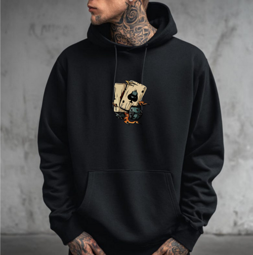 Flame Skull Graphic Hoodie-Unisex Premium Fleece