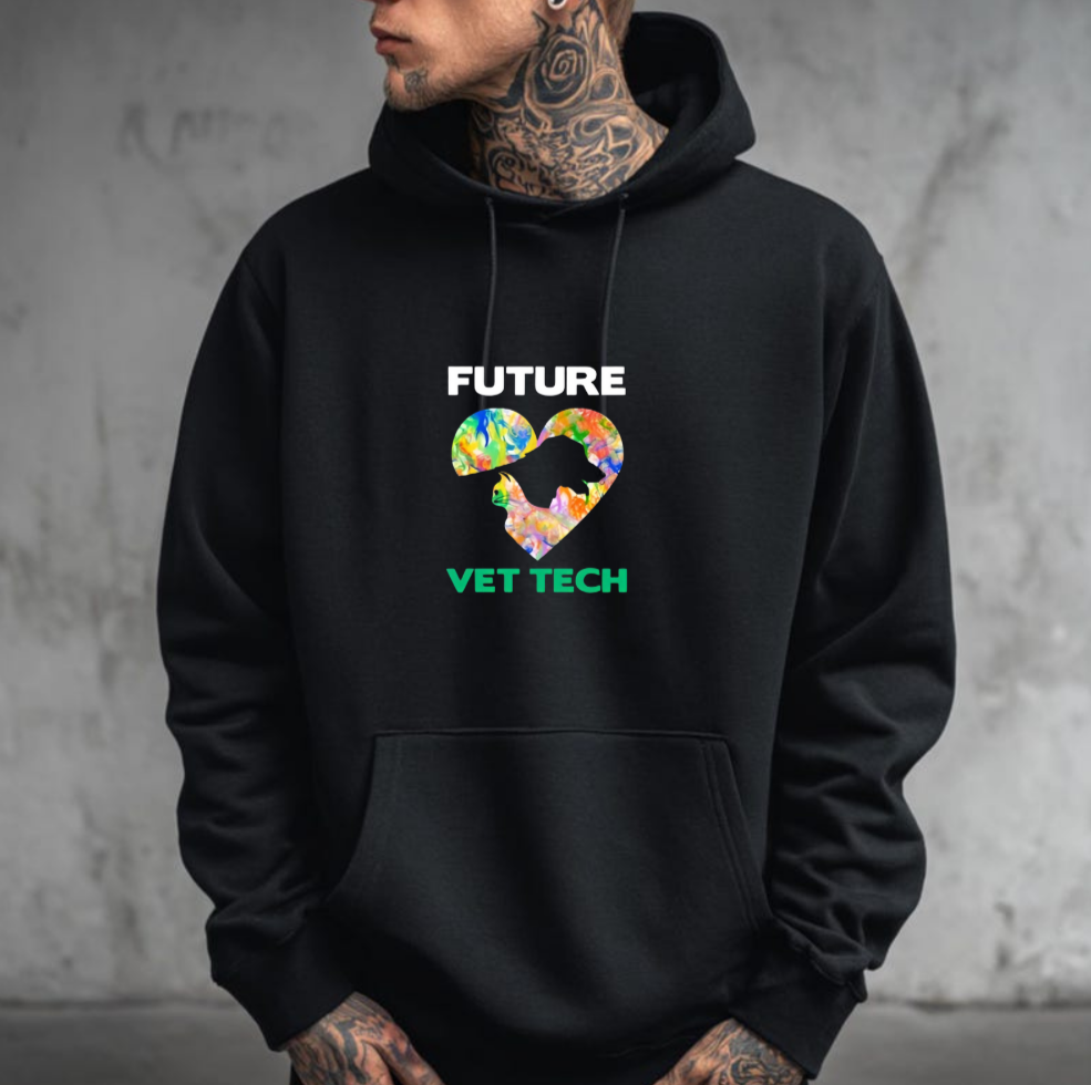 Future Vet Tech Hoodie - Colorful Dog Cat Heart Unisex Fleece Hoodie