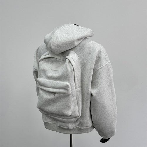 Back Schoolbag Design Men's Coat Flower Gray