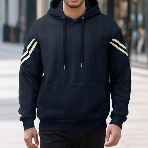 Jacquard-woven Thermal Outdoor Sports Trendy Hooded Hoodie For Men
