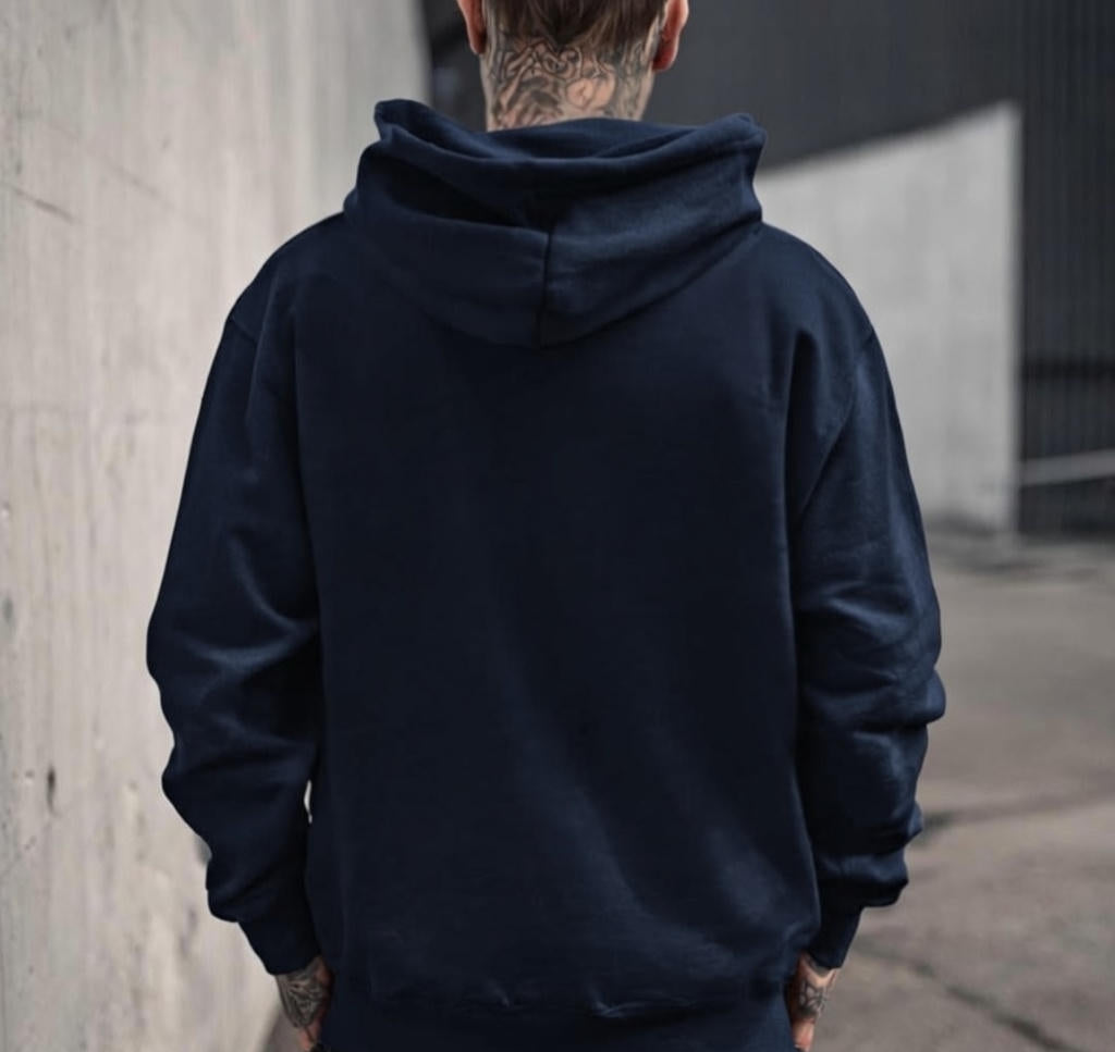 Piano Keys Christmas Tree Navy Blue Hoodie - Unisex Cozy Fleece Pullover for Music Lovers